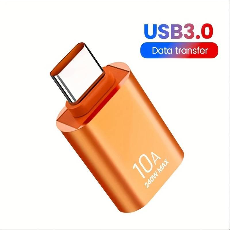 NÖRDIC USB-A 3.1 OTG naaras-USB C-urossovitin, USB-C-sovitin synkronointia ja latausta varten, alumiini oranssi