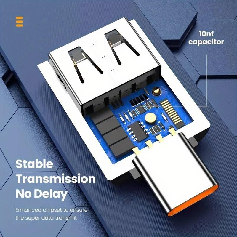 NÖRDIC USB-A 3.1 OTG naaras-USB C-urossovitin, USB-C-sovitin synkronointia ja latausta varten, alumiini oranssi