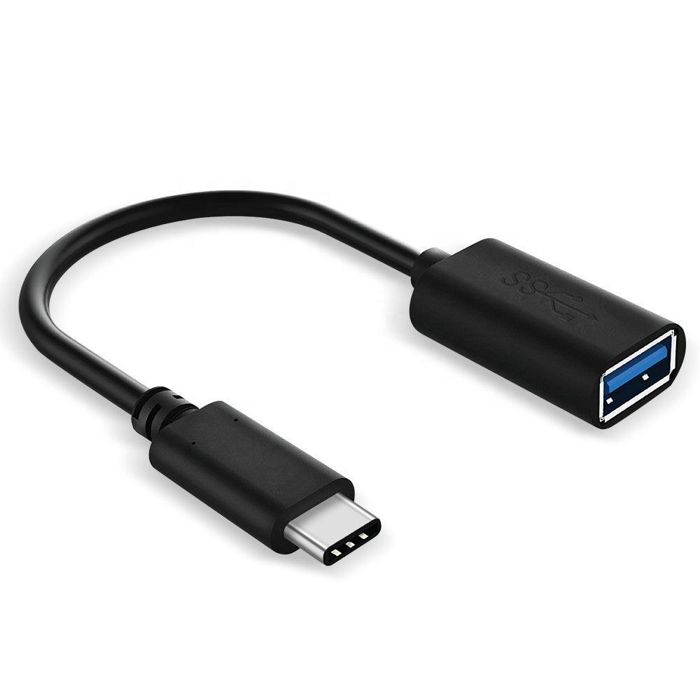 NÖRDIC USB-A OTG–USBC 3.1 Gen 1 -sovitin, alumiinia, 50 cm, musta, USB-C OTG -kaapeli