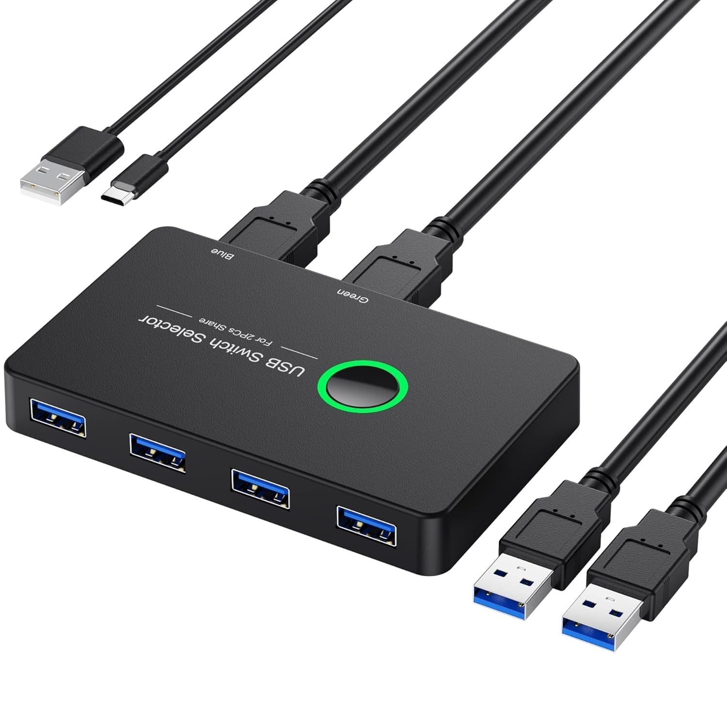 NÖRDIC USB-A Switch 2 tietokonetta neljään USB-A 3.1 5Gbps