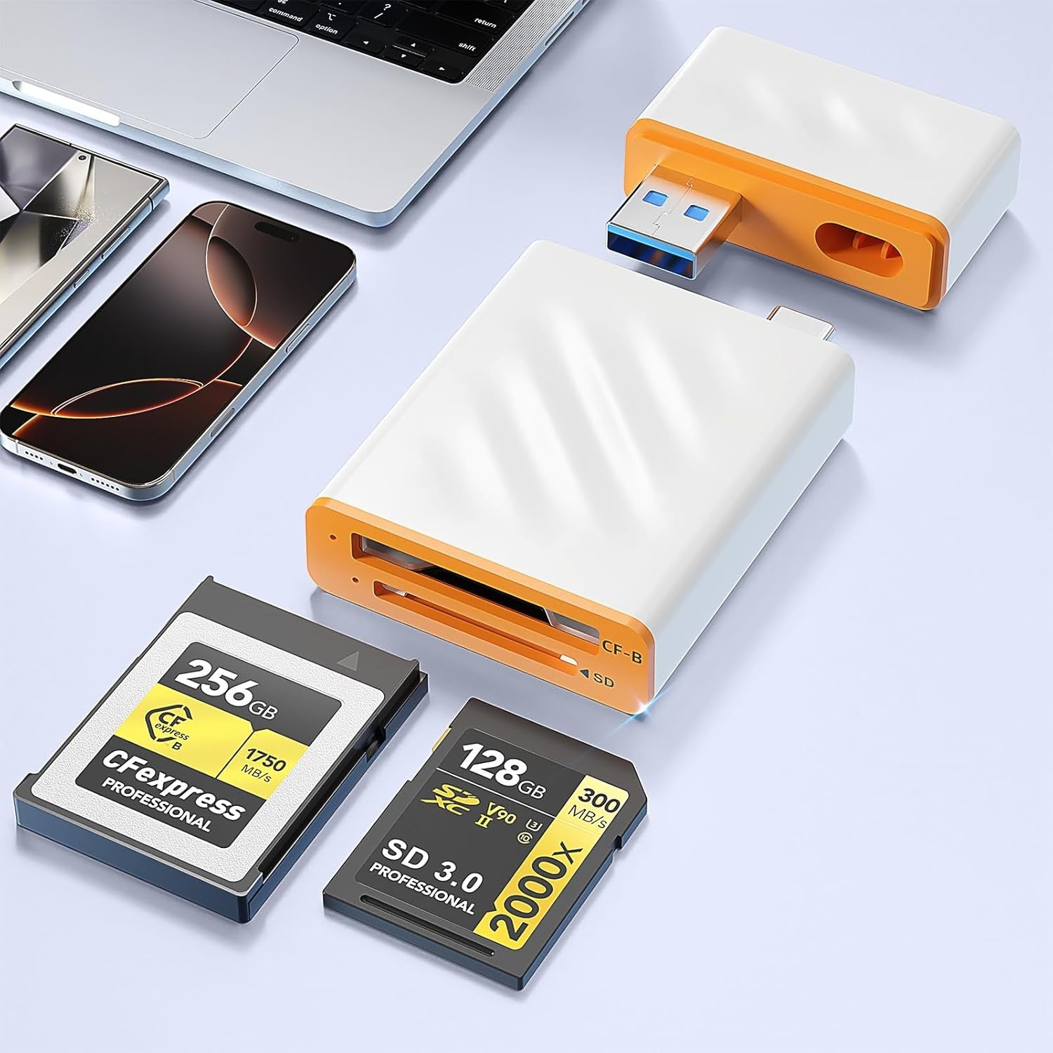 NÖRDIC USB-A, USB-C 3.0 Kortinlukija 2 Slot CFexpress Type B, SD3.0 UHS-I