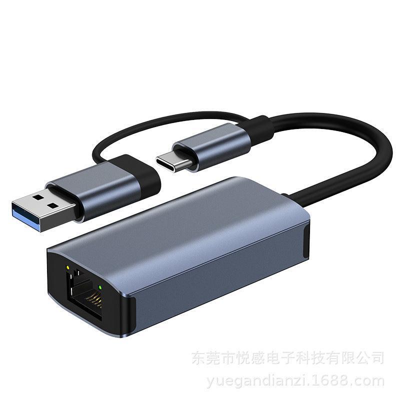NÖRDIC USB-A ja C 3.1 - Giga Ethernet -verkkosovitin USB-A ja USB-C Space Grey Alumiini RTL8153