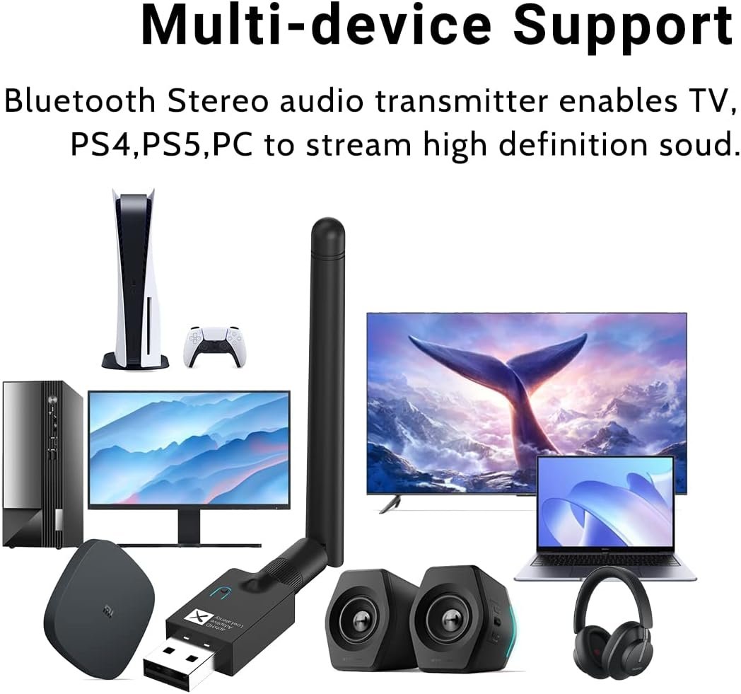 NÖRDIC USB-A Bluetooth 5.2 Qualcomm aptX adaptiivinen aptX LL aptX HD 24-bittinen 96 khz äänisovitin