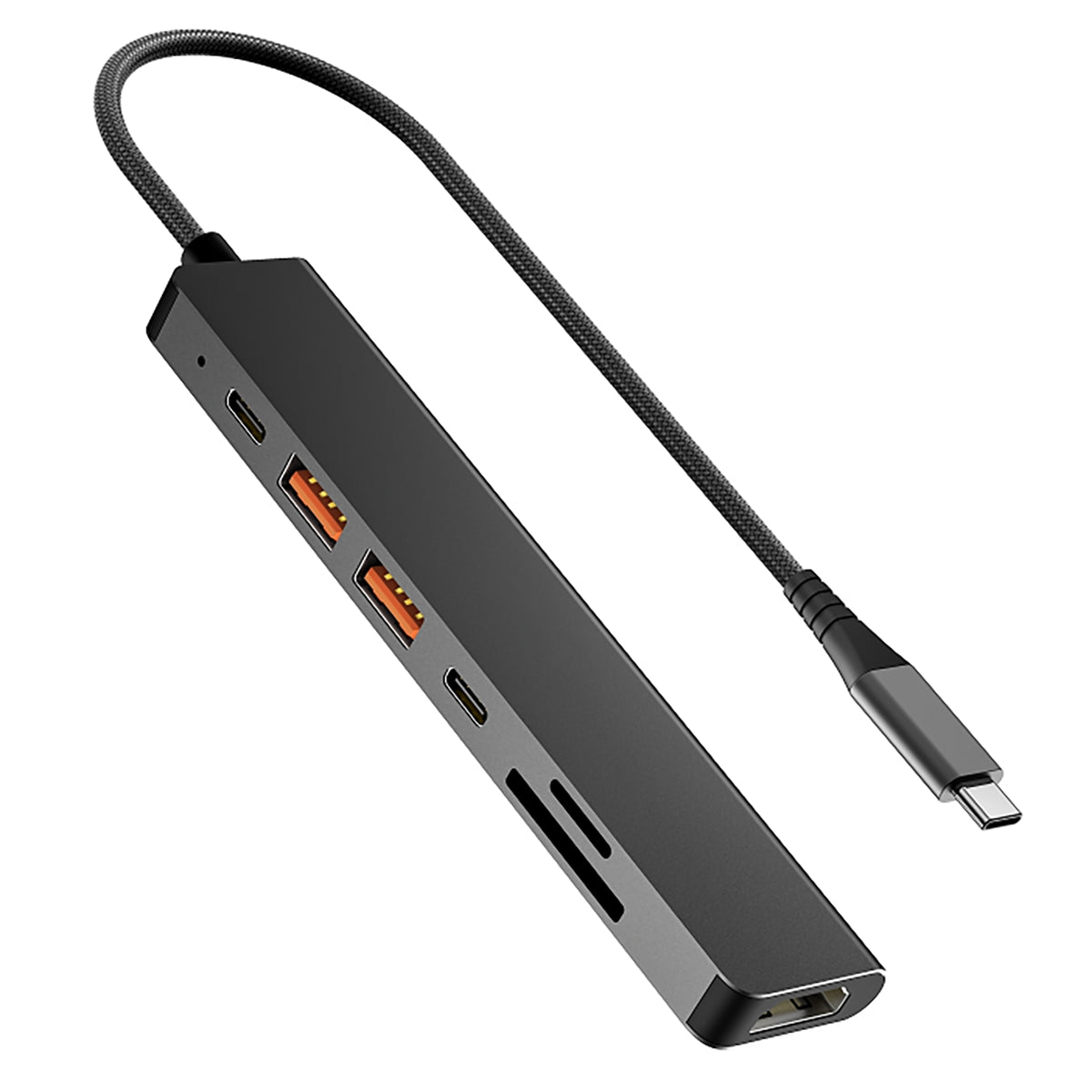 NÖRDIC USB-C 1–7 Telakointiasema 1xHDMI 4K60Hz 1xUSB-C PD 100W 1xUSB-C 3.2 2xUSB-A 3.2 10G 1xSD 1xMicroSD