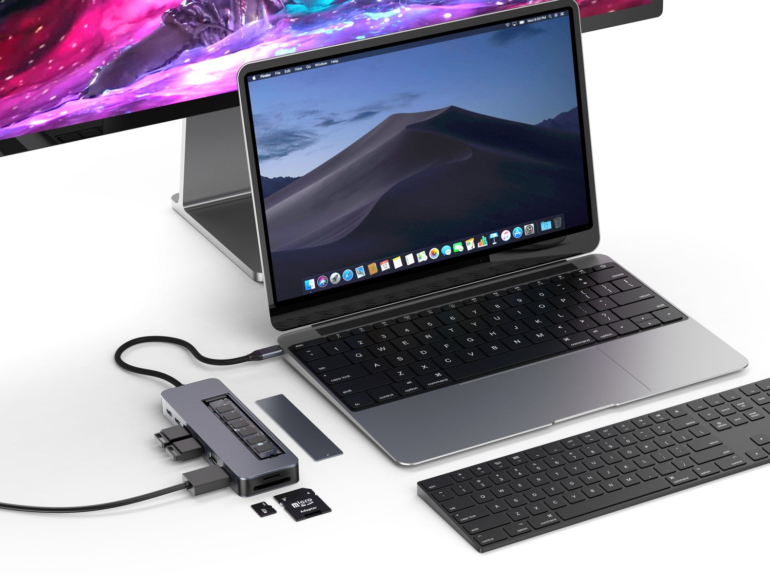 NÖRDIC USB-C 1–9 Telakointiasema 1xHDMI4K60Hz 1xUSB-C PD 100W, 1xUSB-C, 3xUSB-A, 1xSD-paikka, 1xMicroSD-paikka, 1xM.2 SSD NVMe