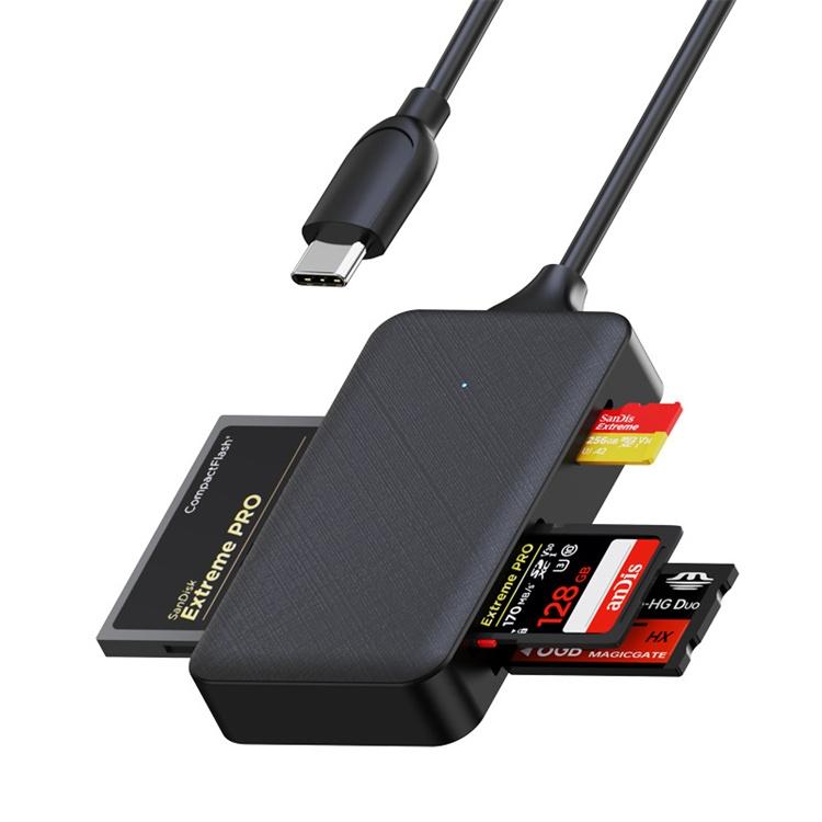 NÖRDIC USB-C-kortinlukija 4-paikkainen CF, SD, MicroSD, MS UHS-I