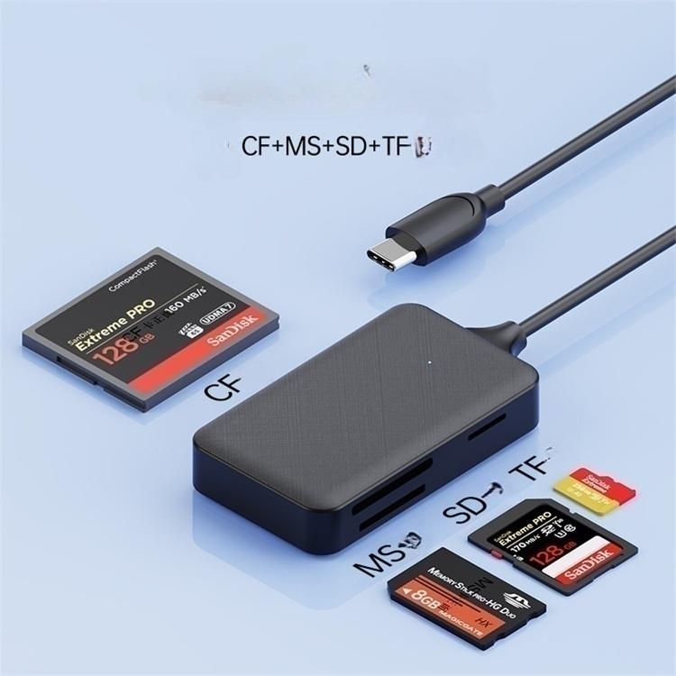 NÖRDIC USB-C-kortinlukija 4-paikkainen CF, SD, MicroSD, MS UHS-I