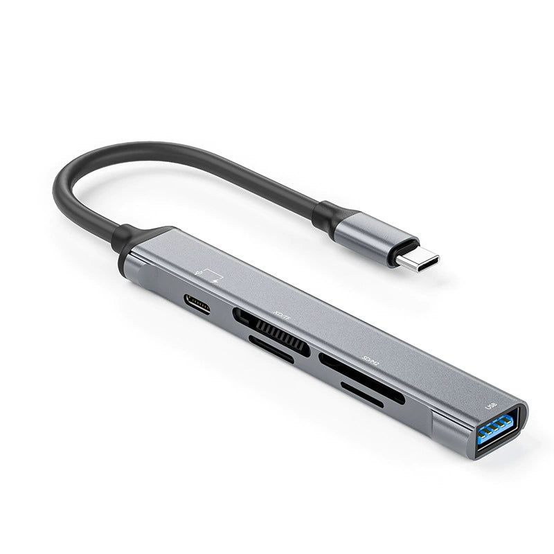NÖRDIC USB-C-kortinlukija 4-paikkainen SD, MicroSD, MS, M2 1xUSB-C 1xUSB-A UHS-I