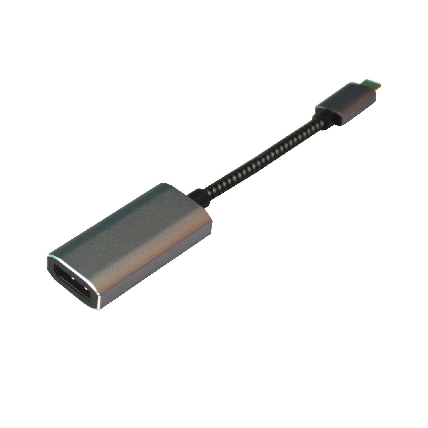 NÖRDIC USB C–Displayport -sovitin 4K 60 Hz 21,6 Gb/s -tuki 3D- ja HDCP 1.4 - ja 2.2, 10 cm, alumiinia