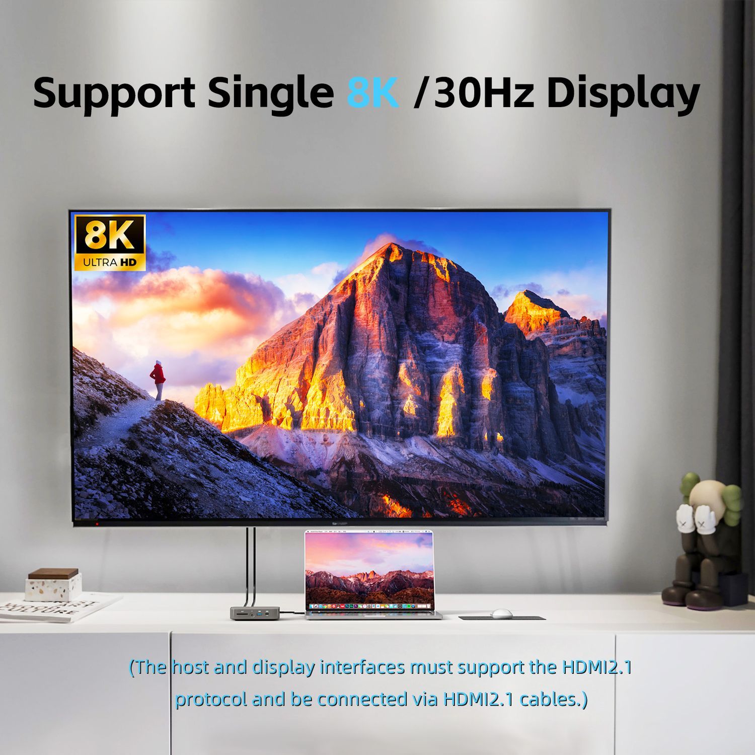 NÖRDIC USB-C -telakointiasema 1 - 10 1x8K30Hz HDMI 1x4K60Hz HDMI 1xUSBC PD 100W 1xUSB-C 5Gbps 3xUSB-A 5Gbps 1xSD 1xMicroSD 1x3.5mm audio