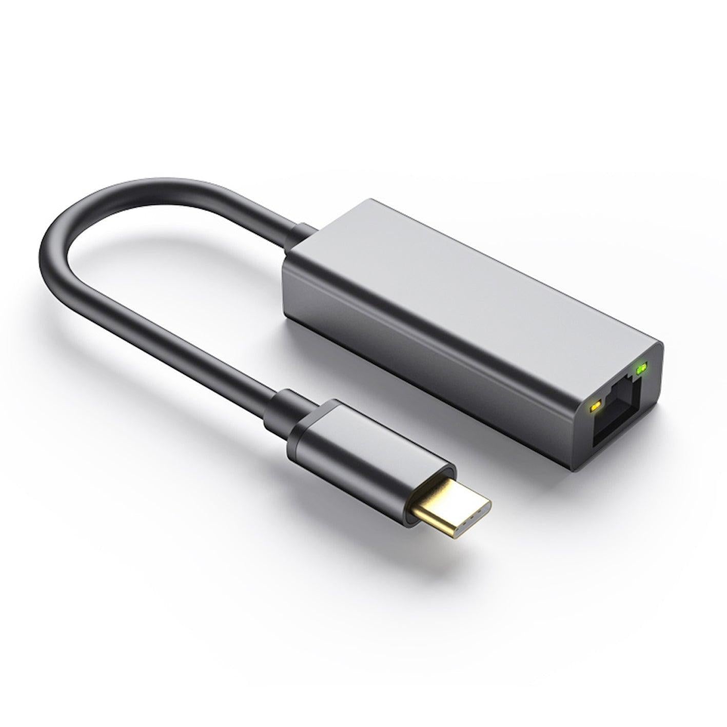 NÖRDIC USBC Giga Ethernet -verkkosovitin 17 cm Space Grey, alumiinia