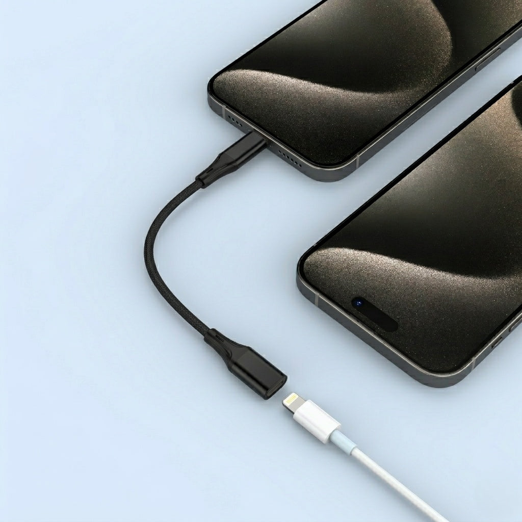 NÖRDIC USB-C uros – Lightning naaras -adapteri 15 cm