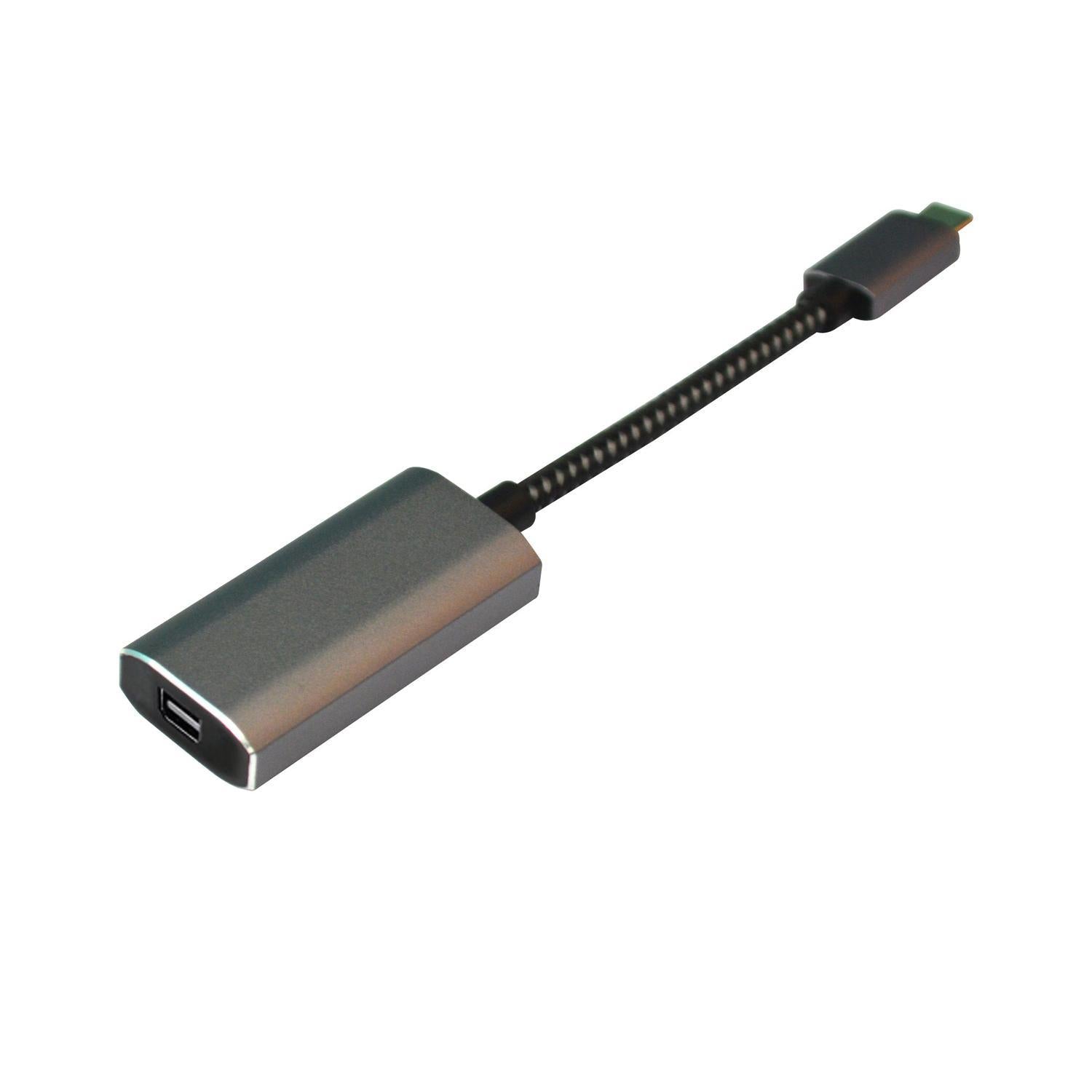 NÖRDIC USB C–Mini Displayport -sovitin, 4K 60 Hz, 21,6 Gb/s, tuki 3D- ja HDCP 1.4 - ja 2,2, 10 cm, alumiinia, Space Grey