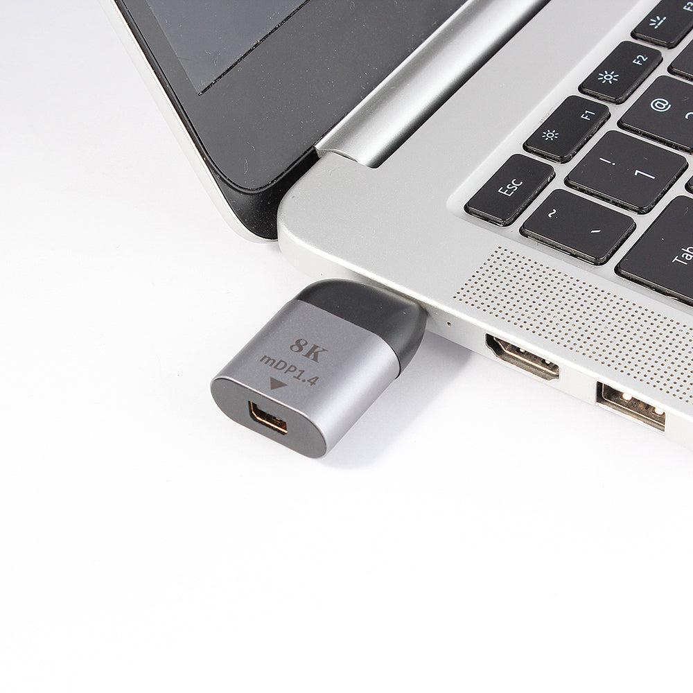 NÖRDIC USB C–Mini Displayport -sovitin 8K 60 Hz -tuki 3D-ja HDCP 1.4 ja 2.2, 10 cm, alumiinia, Space Grey