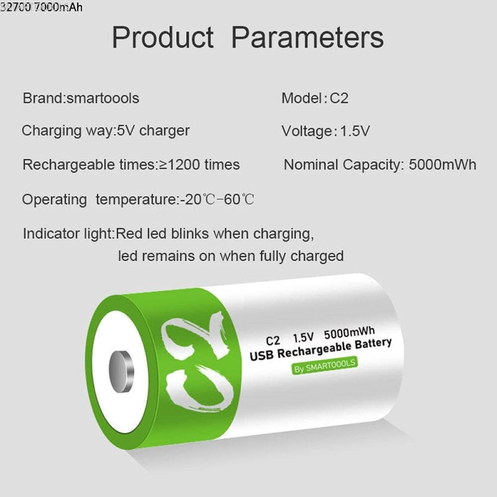 NÖRDIC USB-C Ladattavat Paristot 2 kpl C/LR14