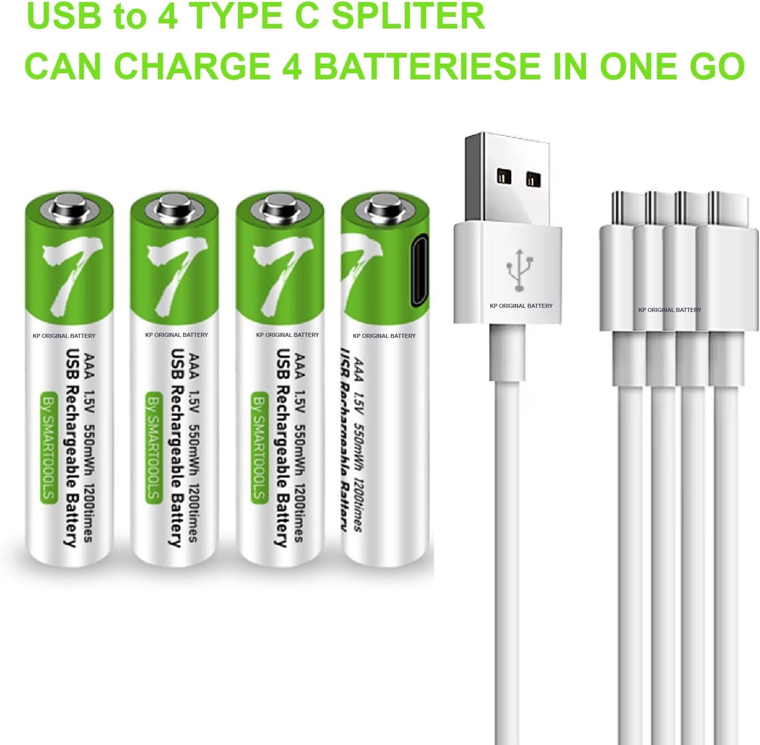 NÖRDIC USB-C Ladattavat paristot 4-pack AAA/LR03