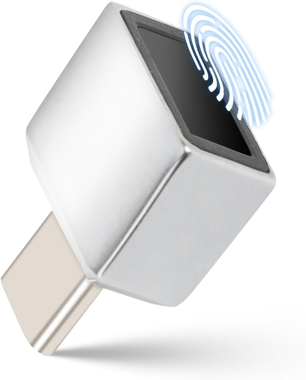 NÖRDIC USB-C Windows Hello Sormenjälkilukija Windows 11/10, Turvalaitteisto kirjautumiseen PC:lle ja kannettaville, Nopea ja turvallinen lukitus