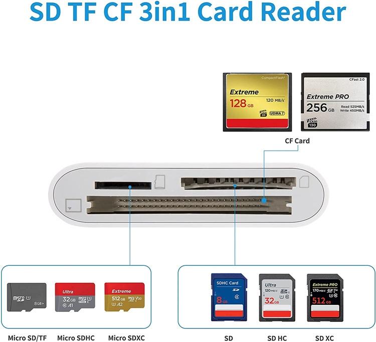NÖRDIC USB-C-kortinlukija, 3-paikkainen CF, SD, MicroSD UHS-I