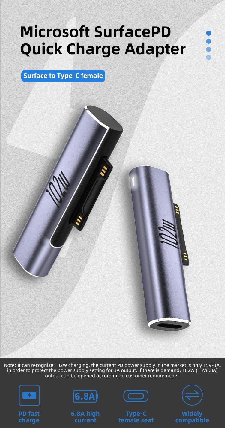 NÖRDIC USB-C lataussovitin Microsoft Surfacelle 15V 6.8A 102W