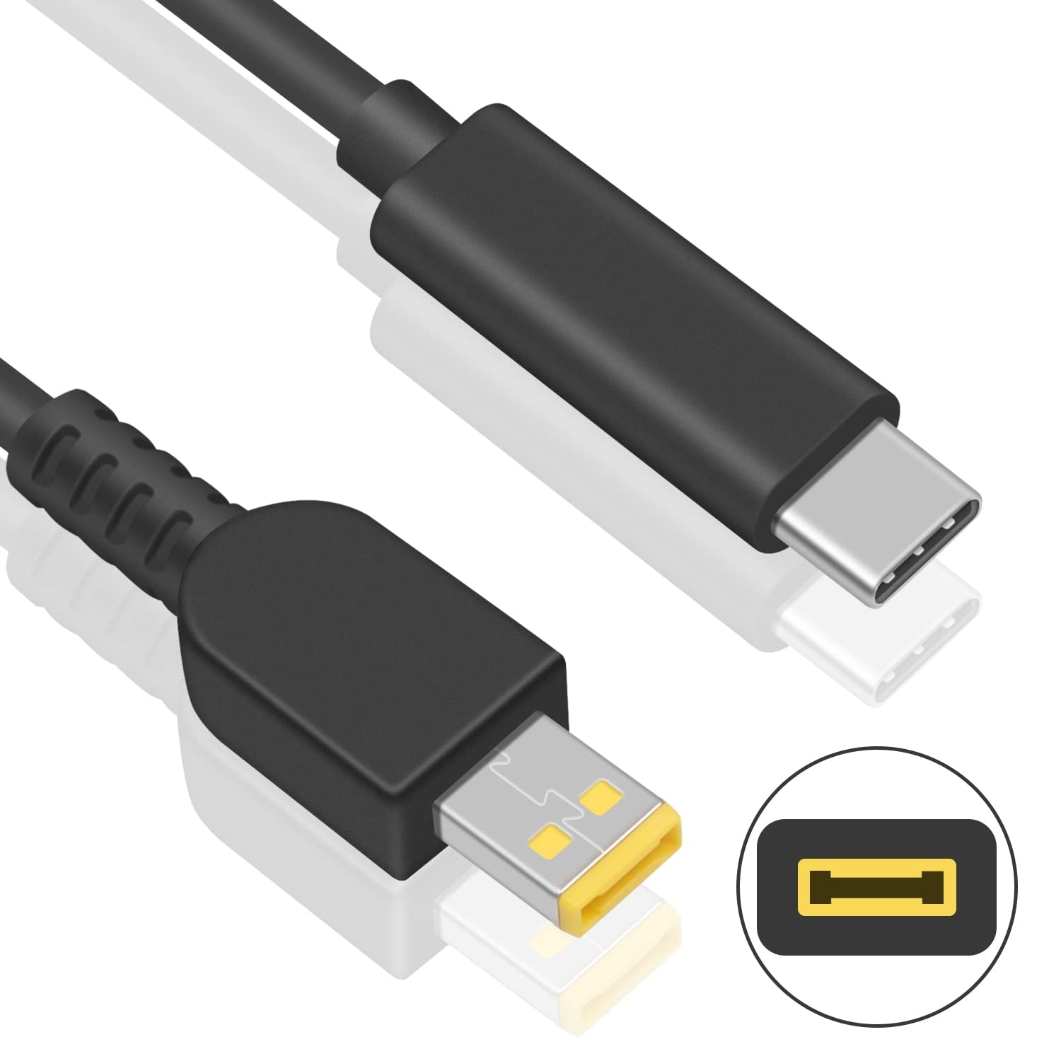 NÖRDIC USB-C - Lenovo Yellow Square -kaapeli 65W 1.5m