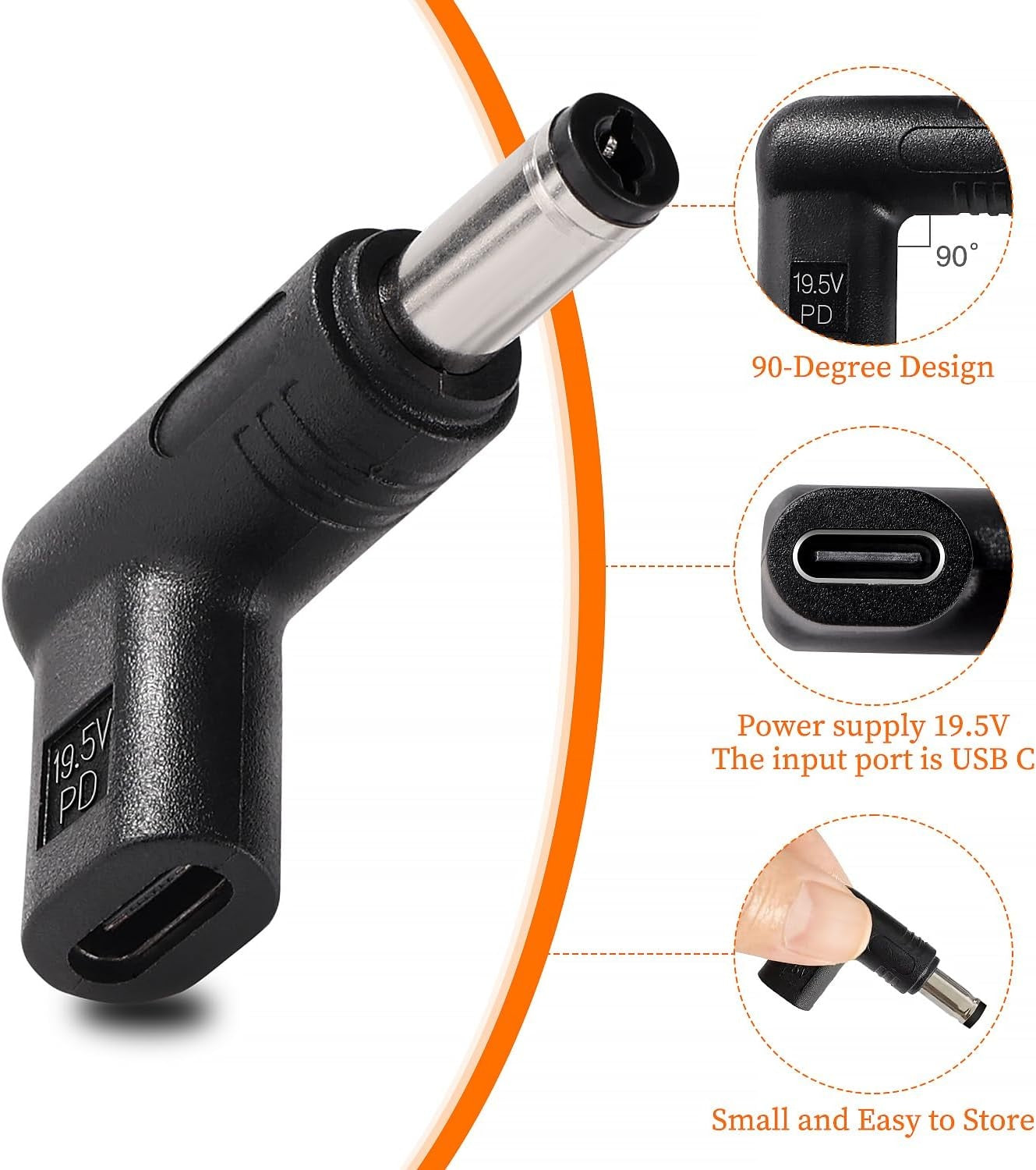 NÖRDIC USB-C – DC 5.5x2.1mm -sovitin 12-19,5V