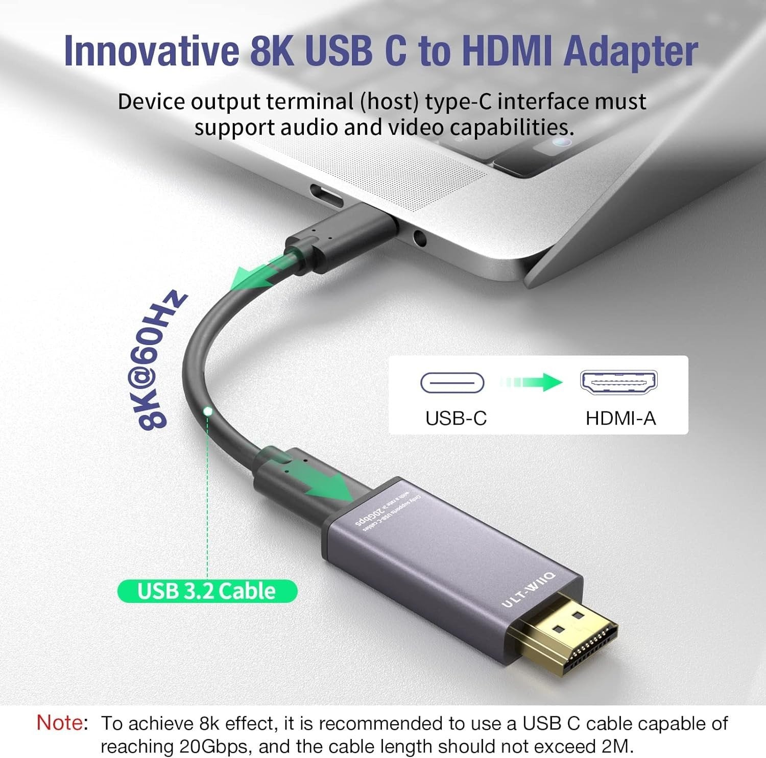 NÖRDIC USB-C - HDMI 8K60Hz -sovitin