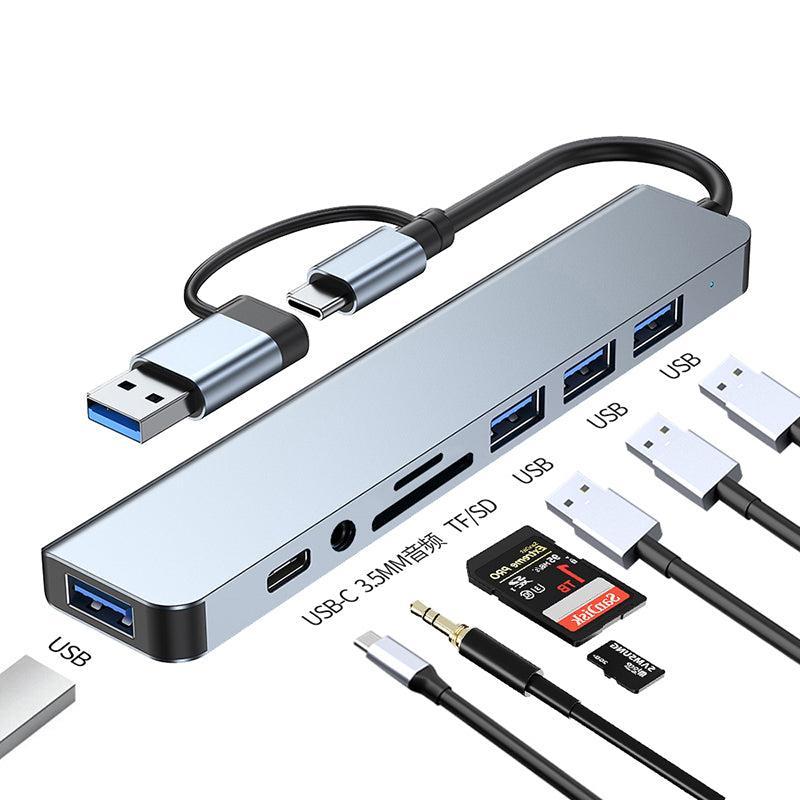 NÖRDIC USB Hub 8 porttia 3xUSB-A 2.0 1xUSB-A 3.0 1xUSB-C 3.1 1xSD 1xmicroSD 1xAudio