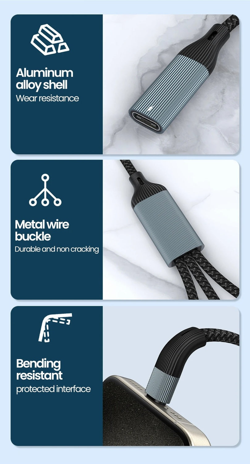 NÖRDIC USB-sovitin USB-A:sta 3xUSB-C:hen