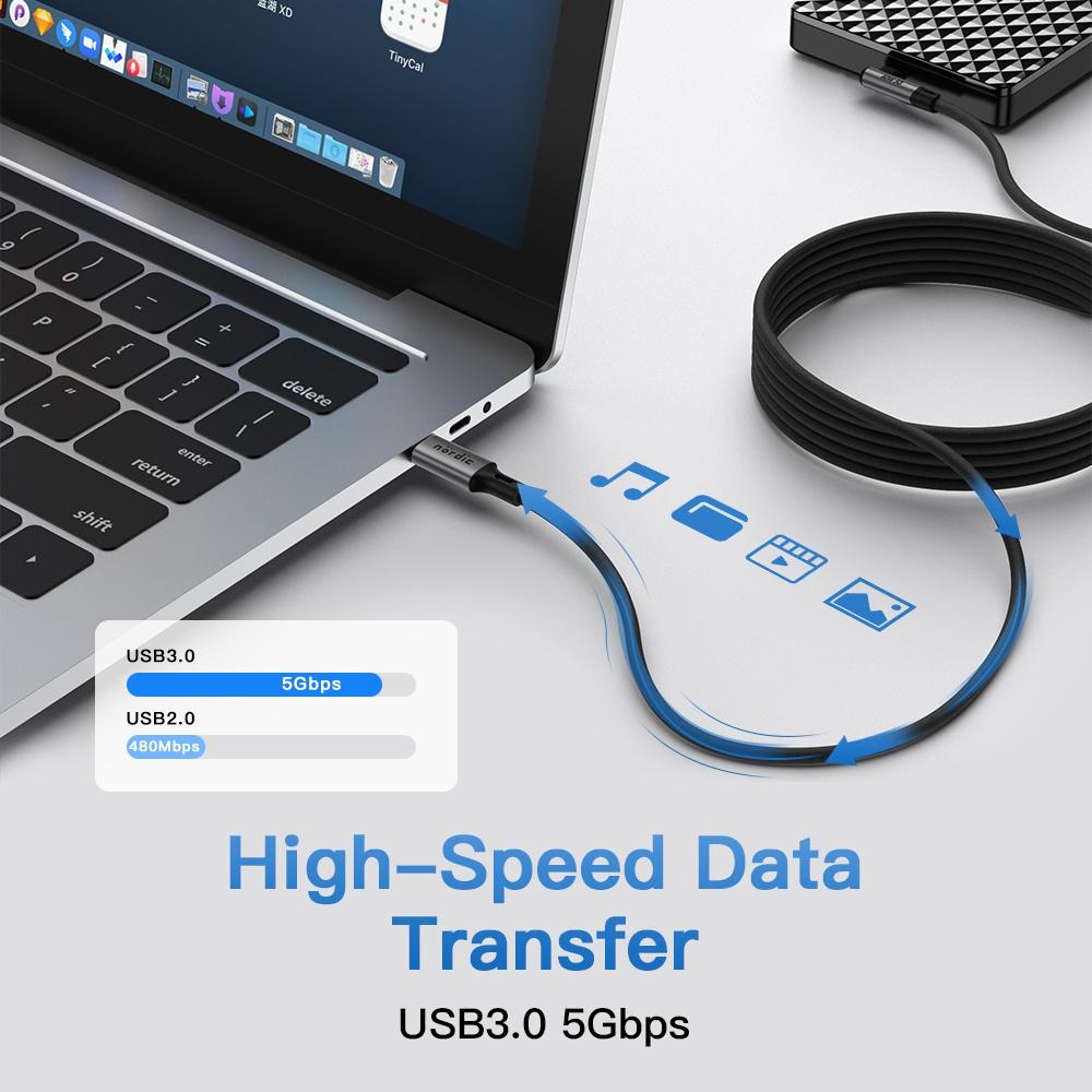 NÖRDIC VR Link kaapeli 5m USB3.2 Gen1 USB-C to C 20Gbps 100W 4K60Hz nopea lataus Quest 2 Super Speed USB Link-kaapeli Musta