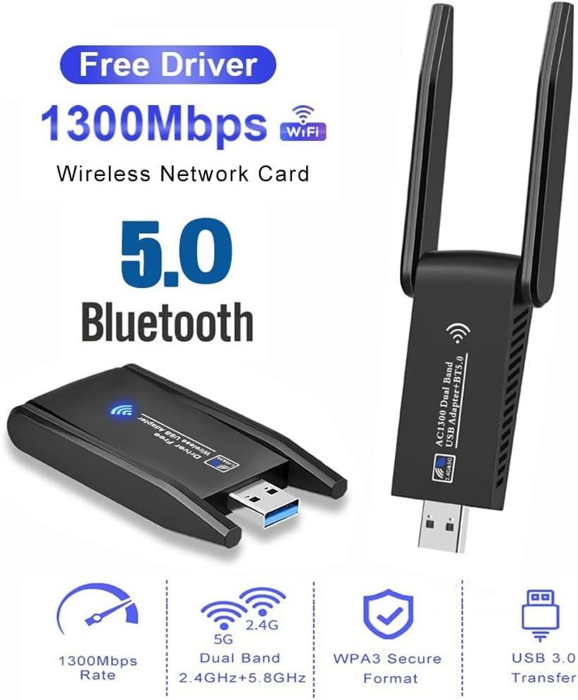 NÖRDIC WIFI6 Bluetooth 5.0 langaton USB 3.0 -sovitin Dual Band 2.4/5.8GHz 1300Mbps