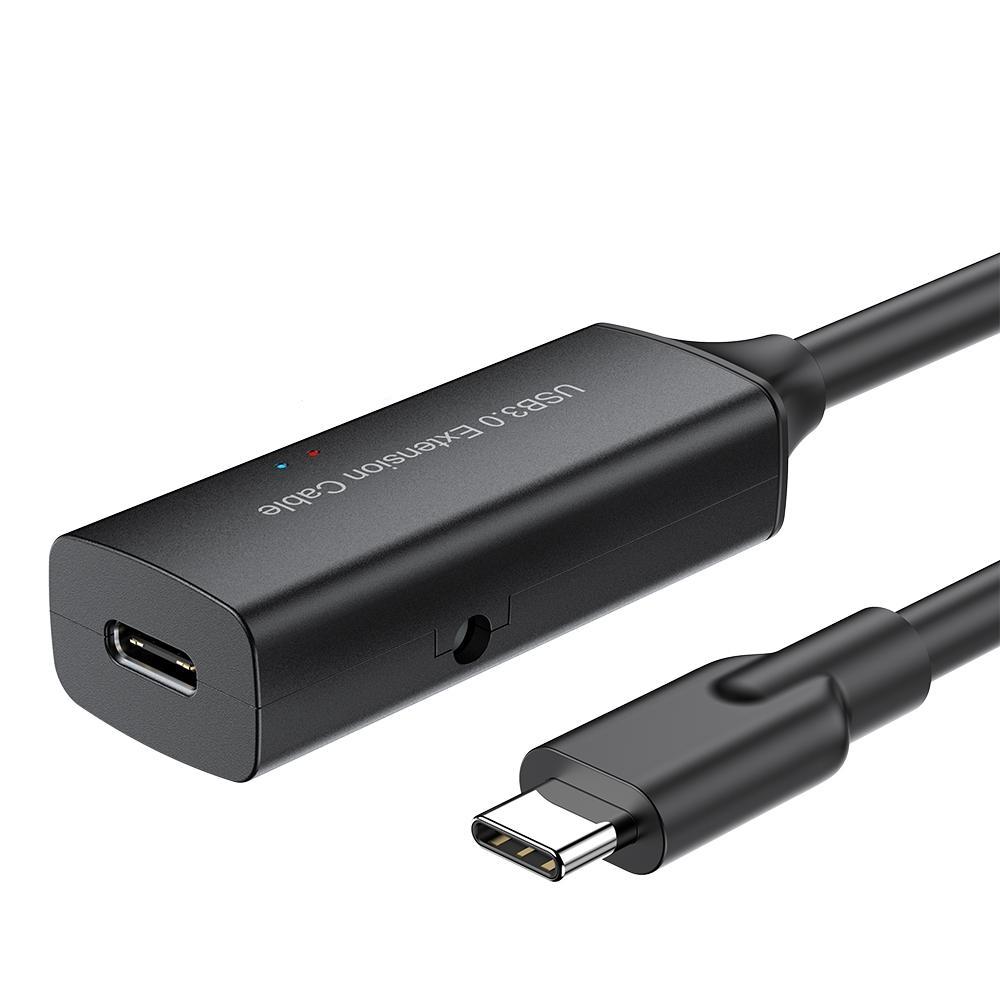 NÖRDIC aktiivinen 5m USB-C 3.0 SuperSpeed 5Gbps jatkokaapeli uros-naaras