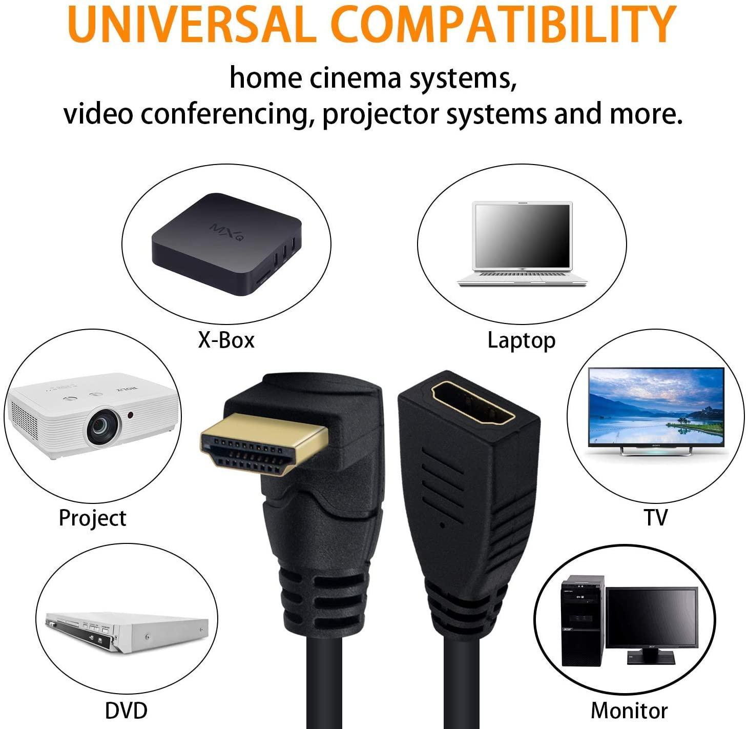 NÖRDIC kulma HDMI-adapteri 4K30Hz UHD uros-naaras 20cm musta