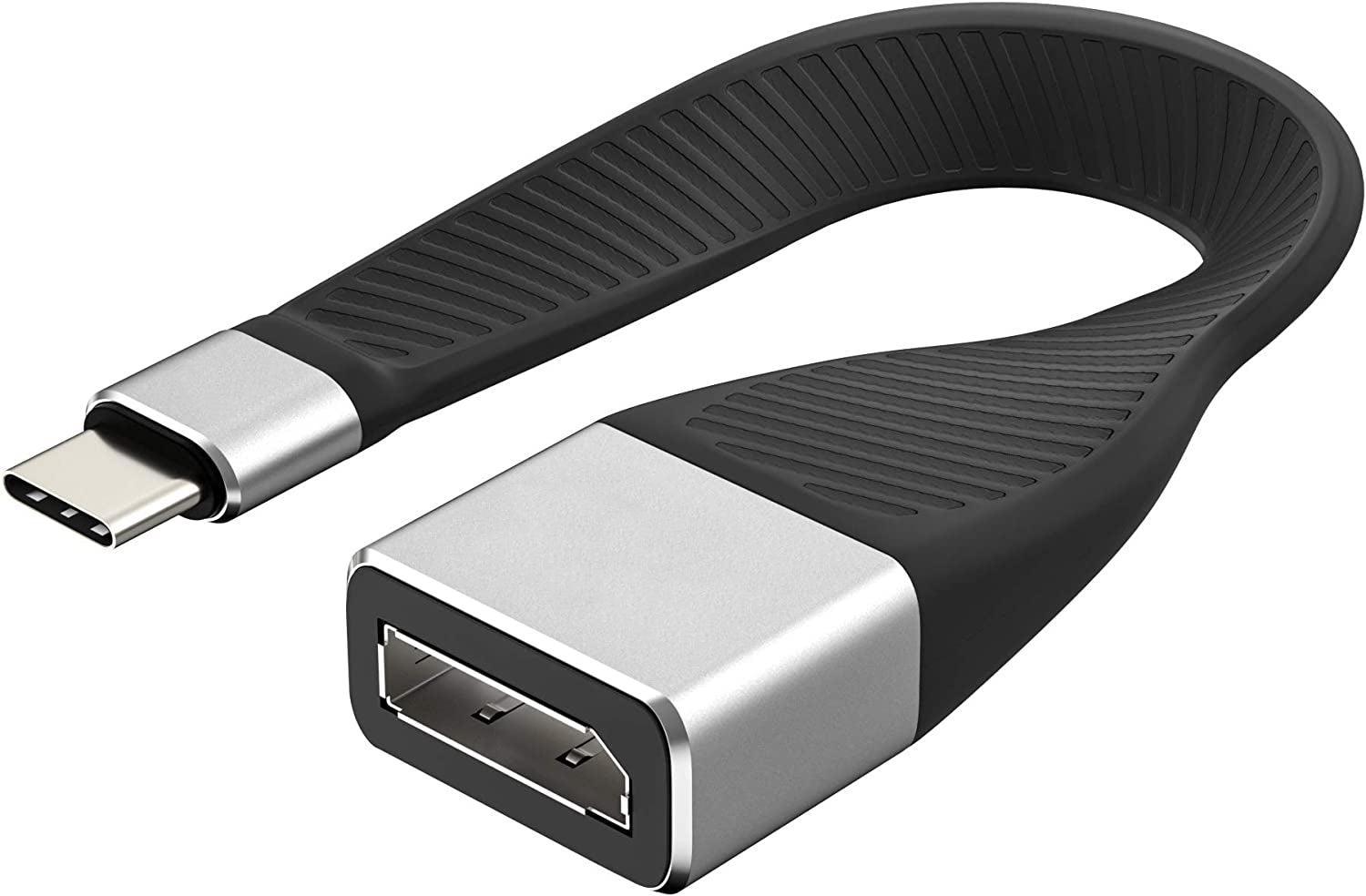 NÖRDIC lyhyt litteä kaapeli 14 cm USB-C-Displayport-sovitinkaapelisovitin 4K in 60Hz 21,6Gbps Tuki 3D- ja HDCP 1.4- ja 2.2-