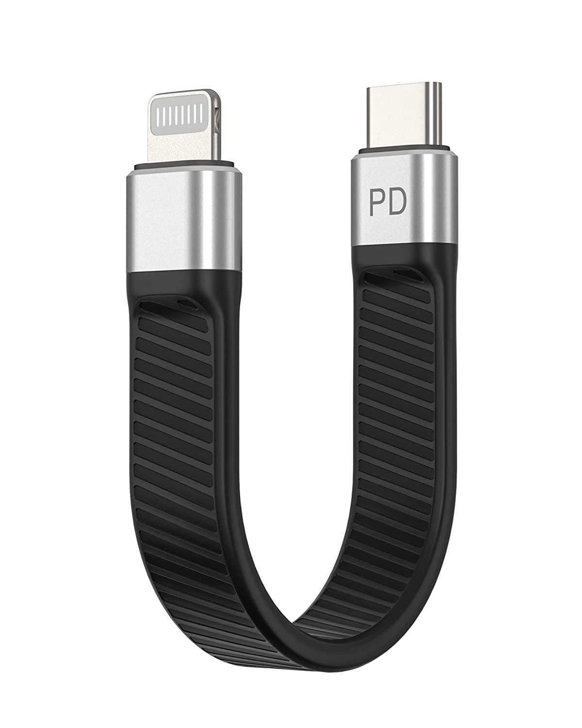 NÖRDIC lyhyt litteä kaapeli 14 cm USB-C salaman pikalataukseen PD18W piirisarja C94