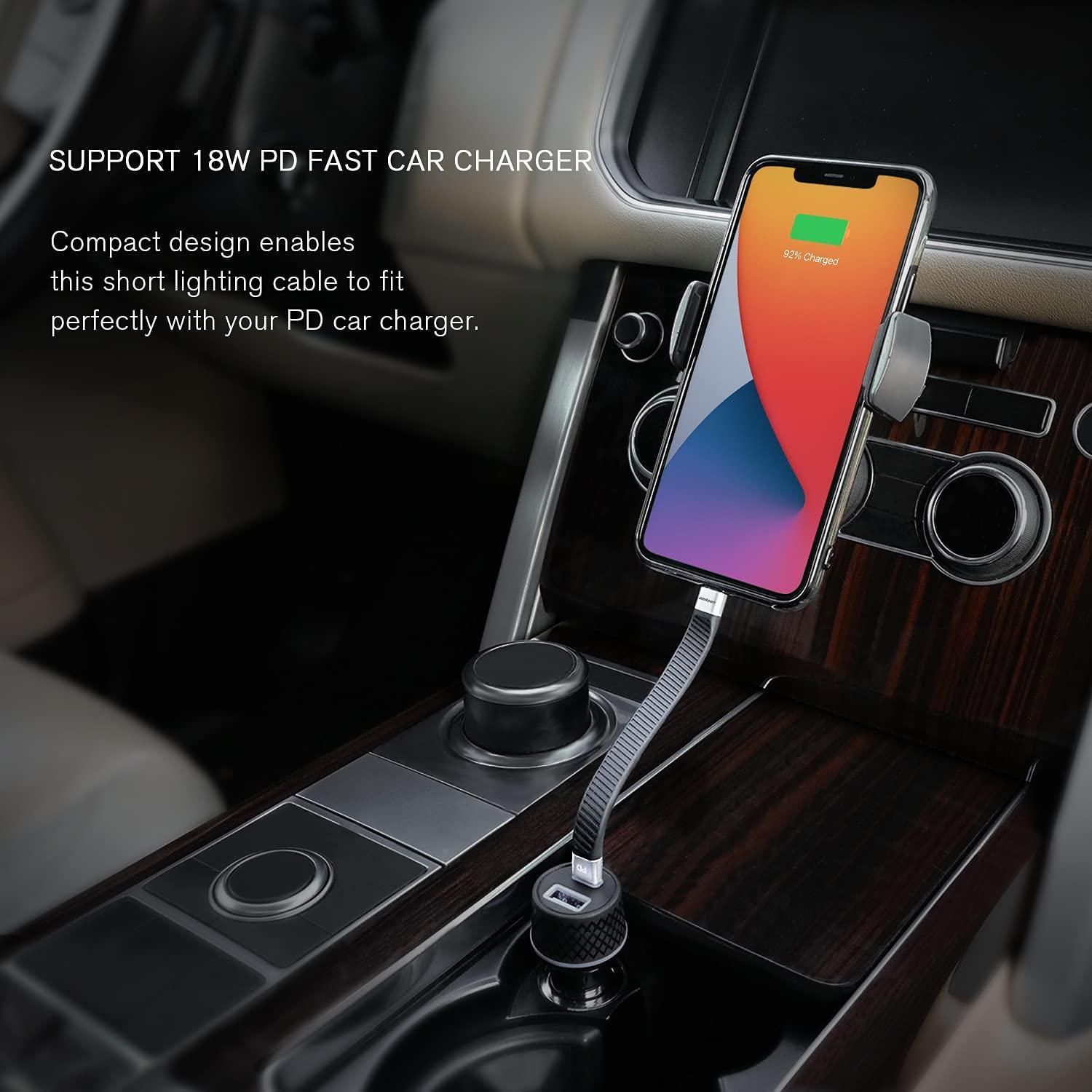 NÖRDIC lyhyt litteä kaapeli 14 cm USB-C salaman pikalataukseen PD18W piirisarja C94