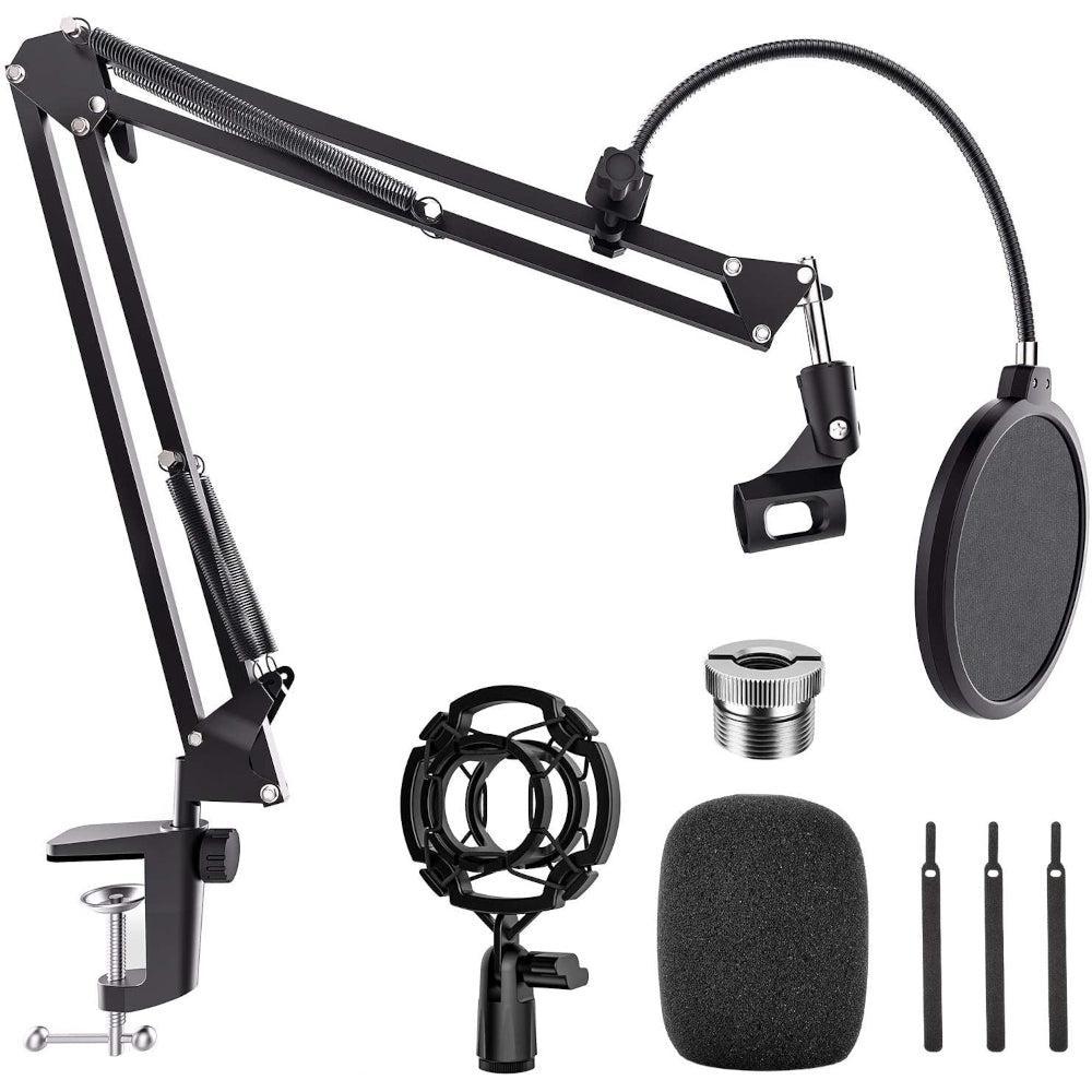 NÖRDIC mikrofonijalusta pöytäkiinnitykseen, sopii myös Blue Yeti ja Blue Snowball, 5/8 sovitin, mikrofonivarsi