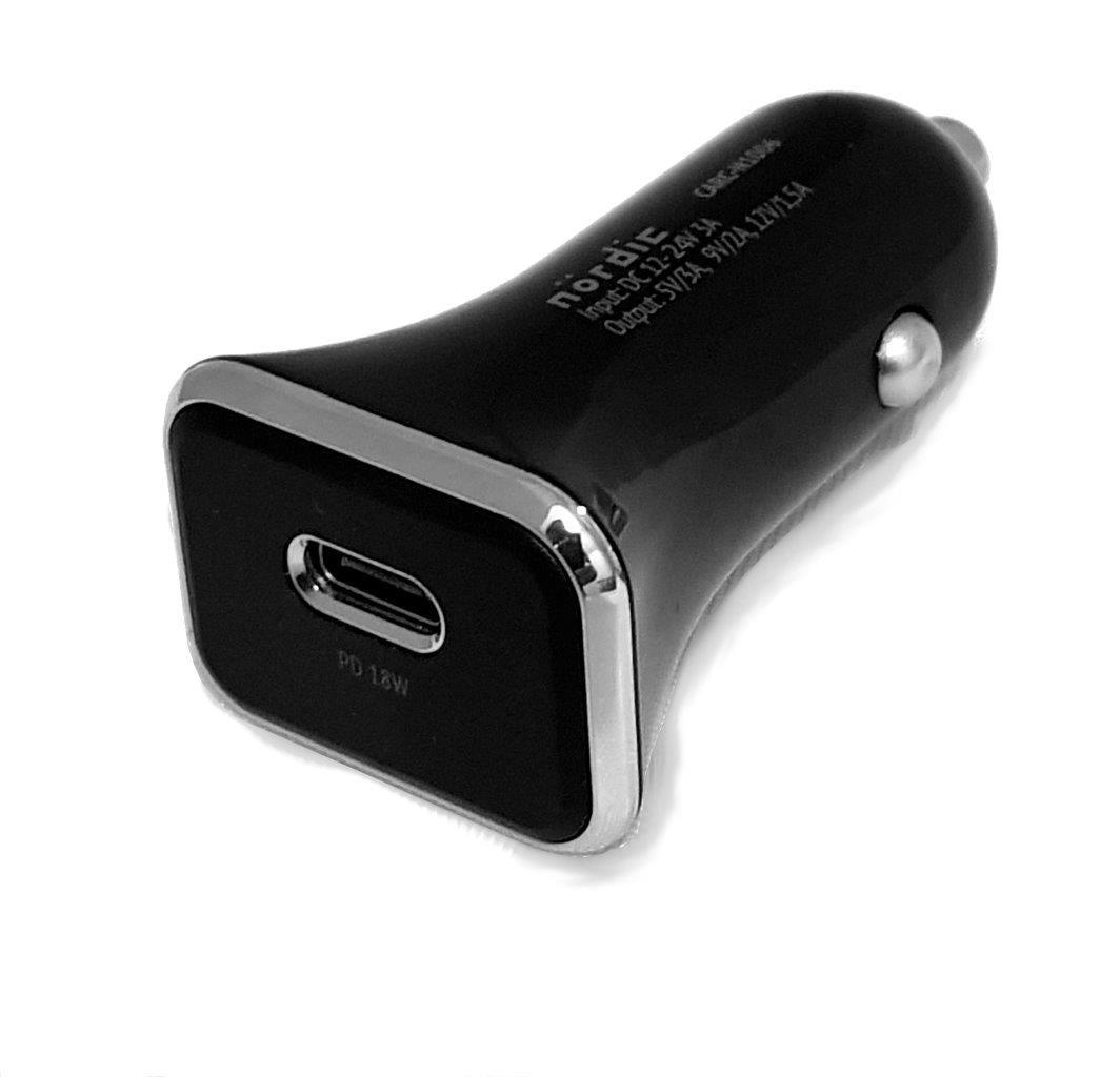 NÖRDIC nopea autolaturi, USB C Power Delivery 18 W