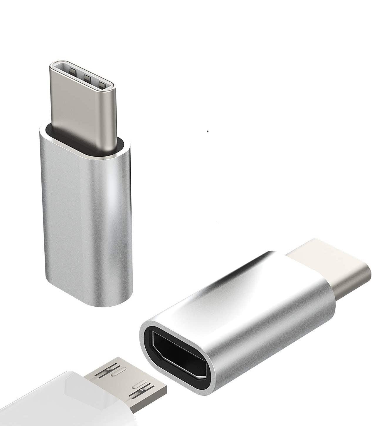 NÖRDIC sovitin Micro USB naaras–USB C uros, metallinmusta
