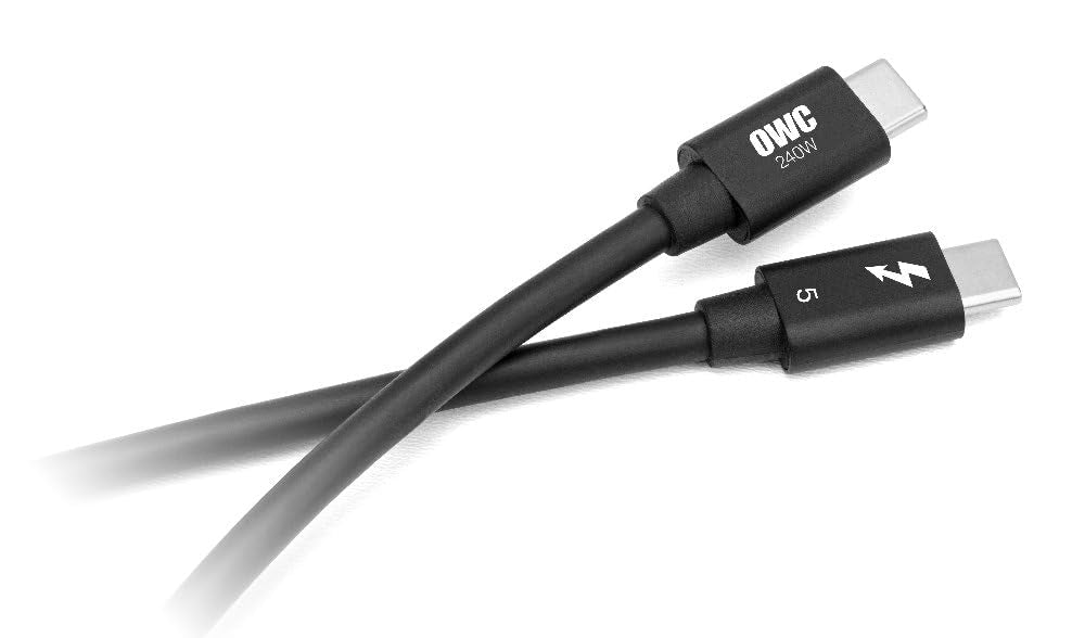 OWC 80cm Thunderbolt 5 Sertifioitu USB-C-kaapeli 120G 240W 8K60Hz Yhteensopiva Thunderbolt 4-, USB4- ja USB-C-liitäntöjen kanssa, Musta
