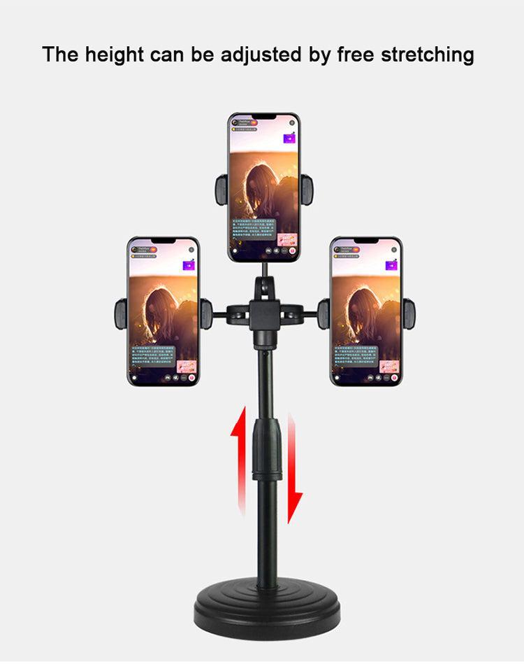 Pöytäteline kolmelle matkapuhelimelle