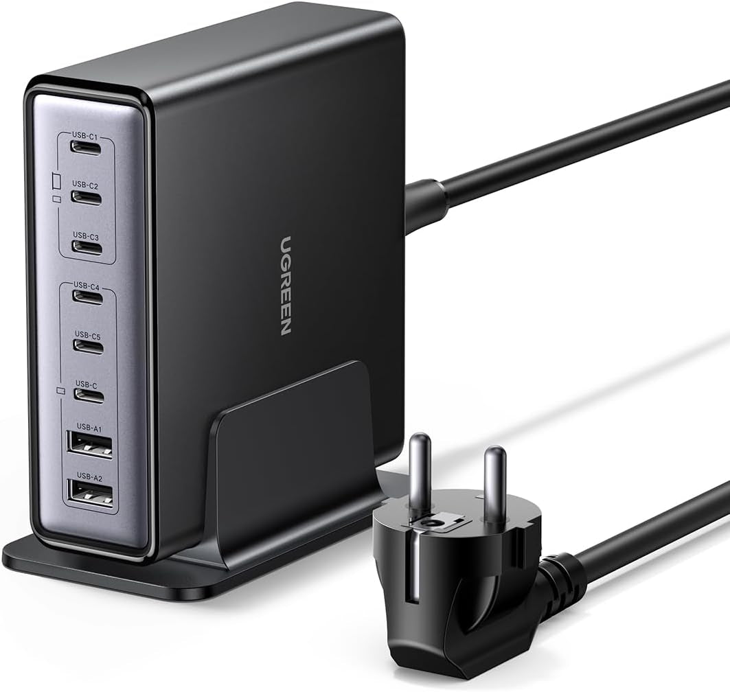 UGREEN Nexode 200W GaN USB C Latausasema, 8-Port Pöytälaturi PD 100W