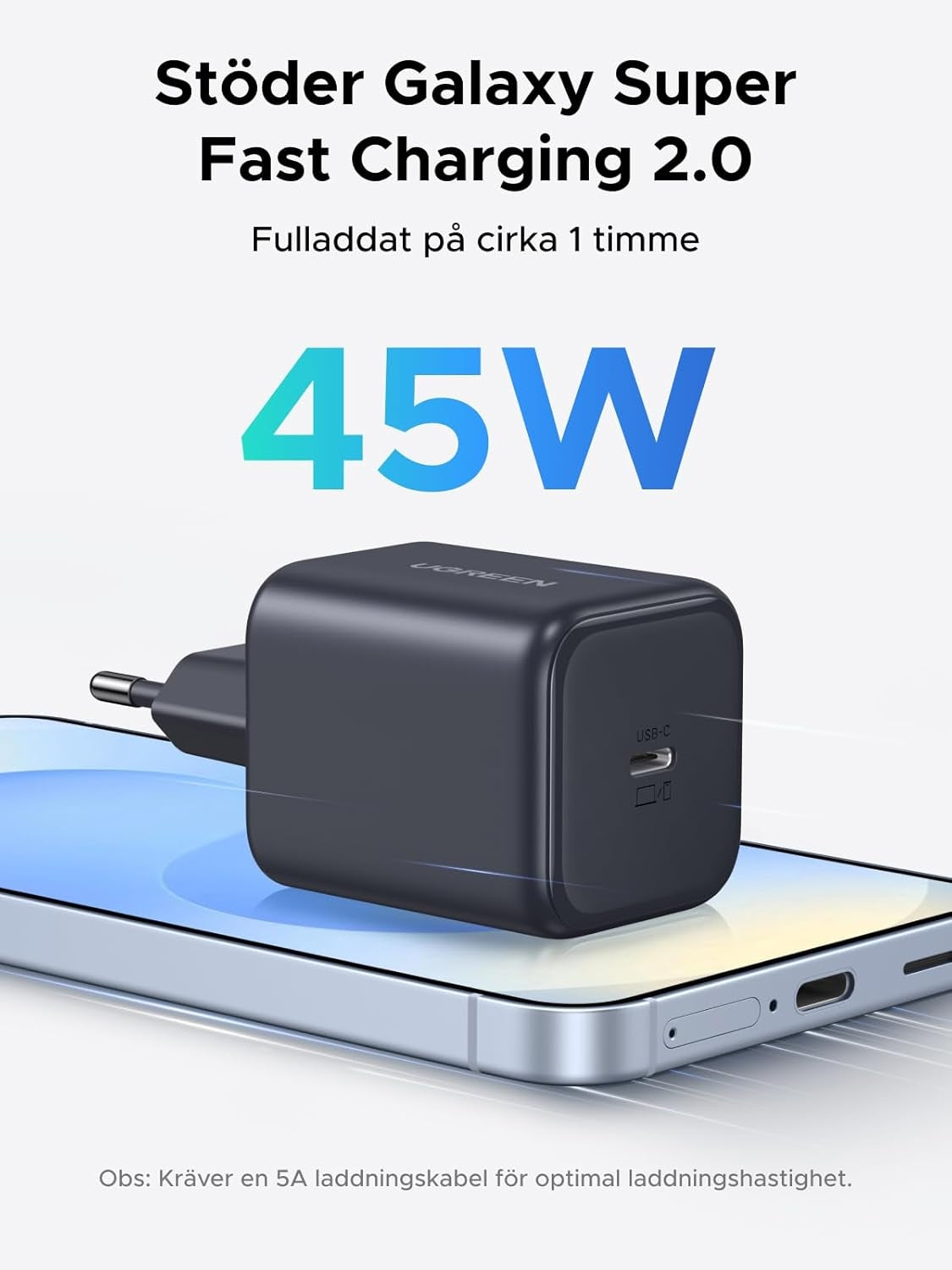 UGREEN USB-C Laturi 45 W PPS GaN Pikalaturi PD-tuella