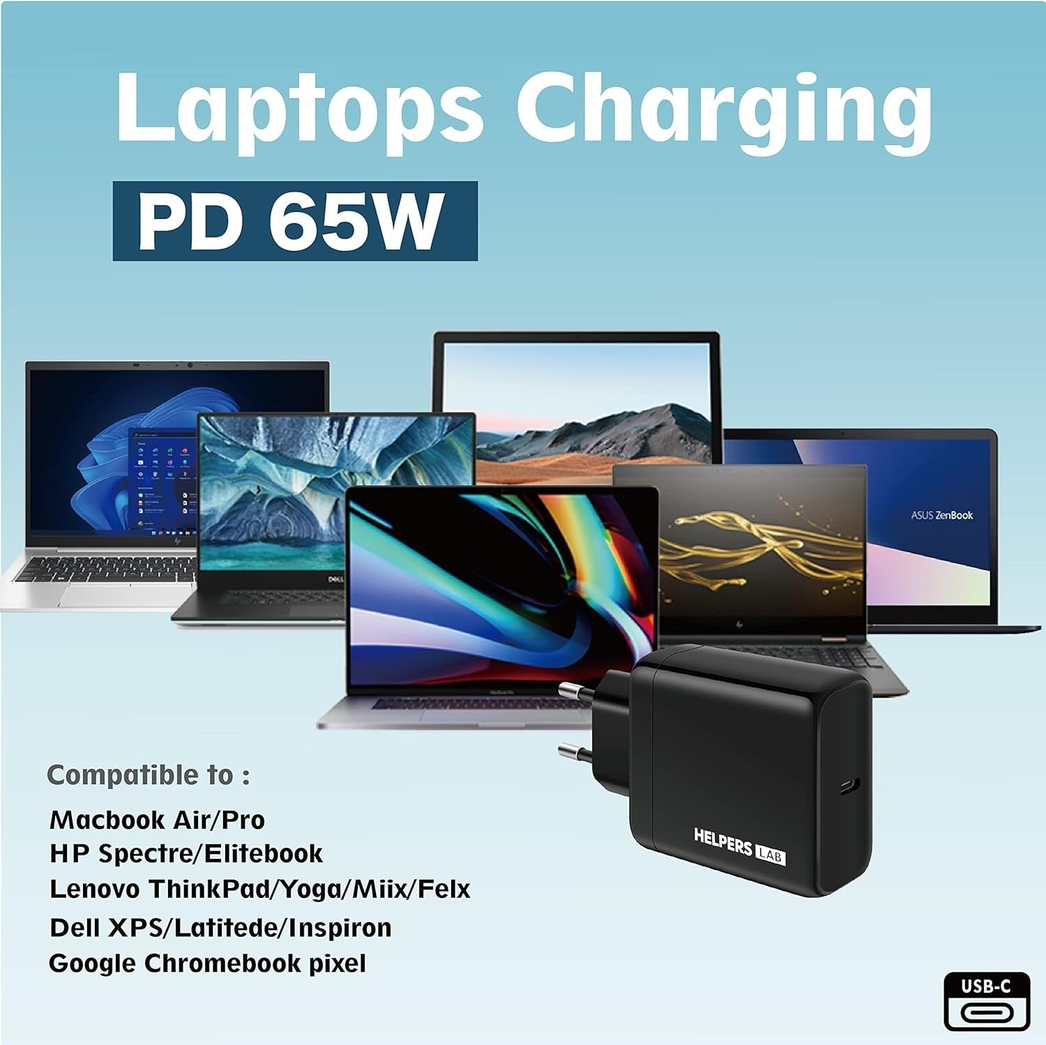 Seinälaturi USB-C PD65W Nano