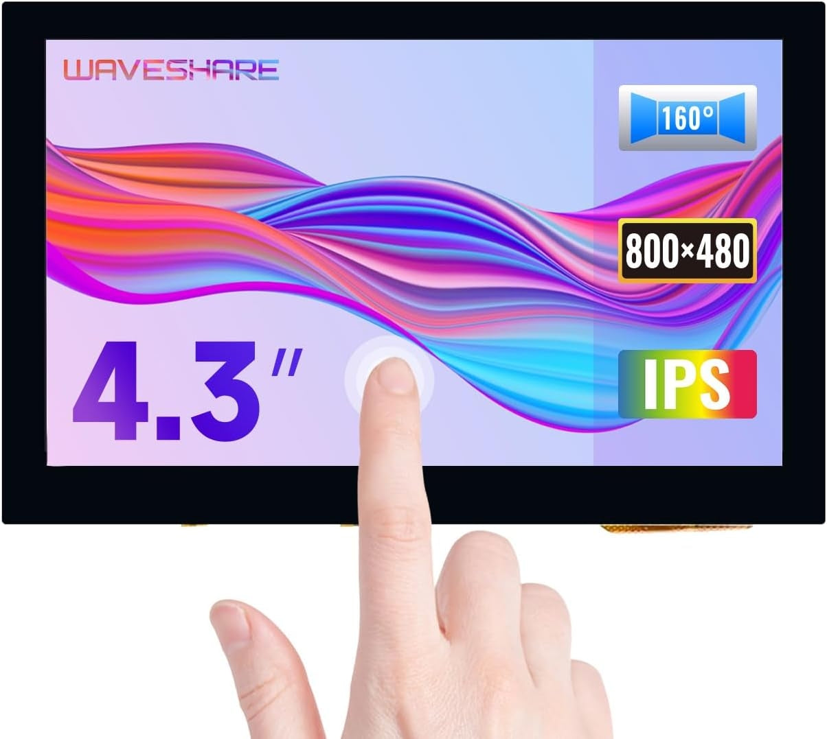 Waveshare 4,3 tuuman LCD-kosketusnäyttö Raspberry Pi 5/4B/3B+/3A+/3B/2B/B+/A+ 800 × 480 IPS