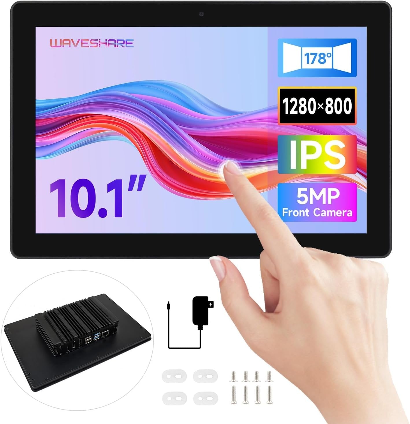 Waveshare teollisuustason HMI all-in-one 10,1" kosketusnäyttö, yhteensopiva Raspberry Pi 4:n kanssa (sisältyy), tukee kaksinkertaista 4K HDMI -ulostuloa
