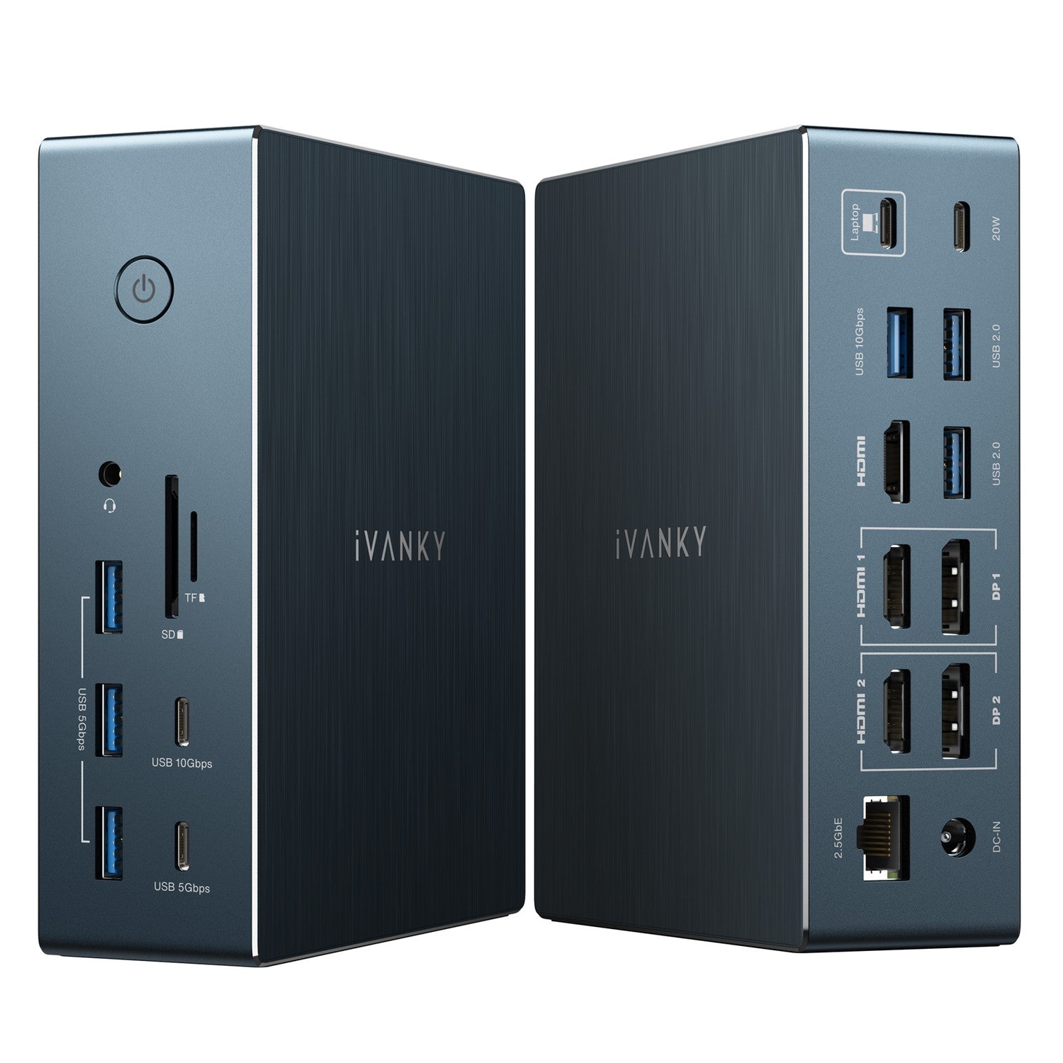 iVANKY 20-in-1 DisplayLink Telakointiasema Air FusionDock Pro 2, Kolme 4K@60Hz näyttöä M1/M2/M3/M4/M5 MacBook/Windows, 180W, 2.5GbE, HDMI, DP, 10Gbps
