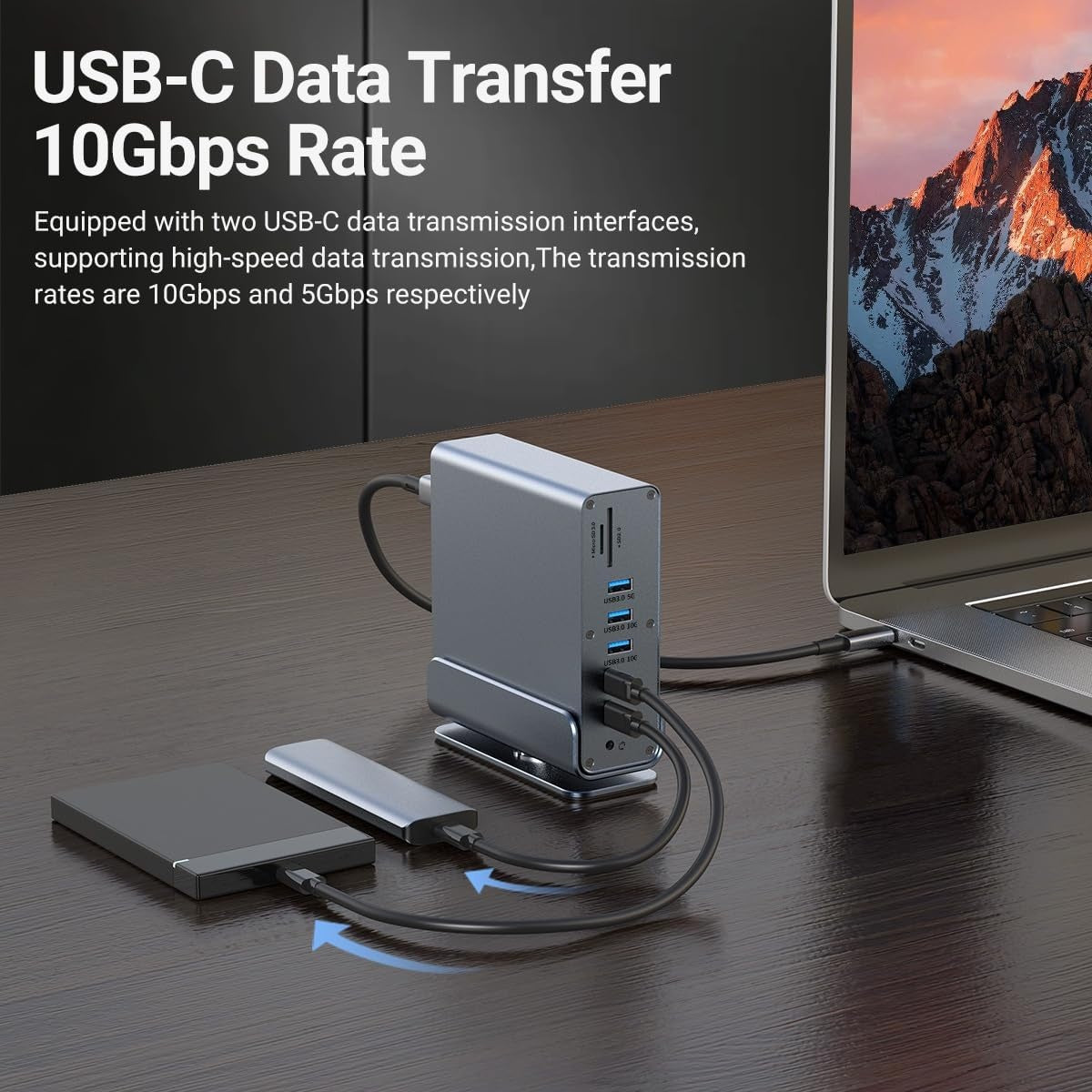 15 in 1 USB C Docking Station 4K@60Hz HDMI and DisplayPort, 3*USB 3.0, 2*USB 2.0, PD 100W Charg, 1000Mbps RJ45 Ethernet for Windows and Mac OS