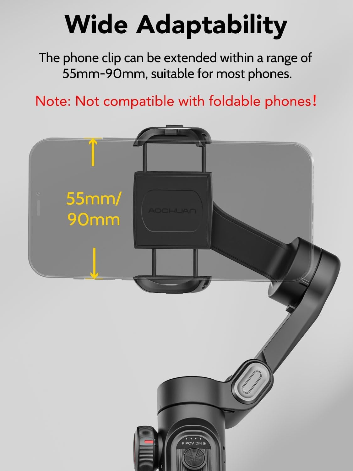 Käsikäyttöinen 3-akselinen puhelin-stabilisaattori Taitettava gimbal iPhone- ja Android-laitteille Fokusrulla ja kasvo-/kohdesuunnannus
