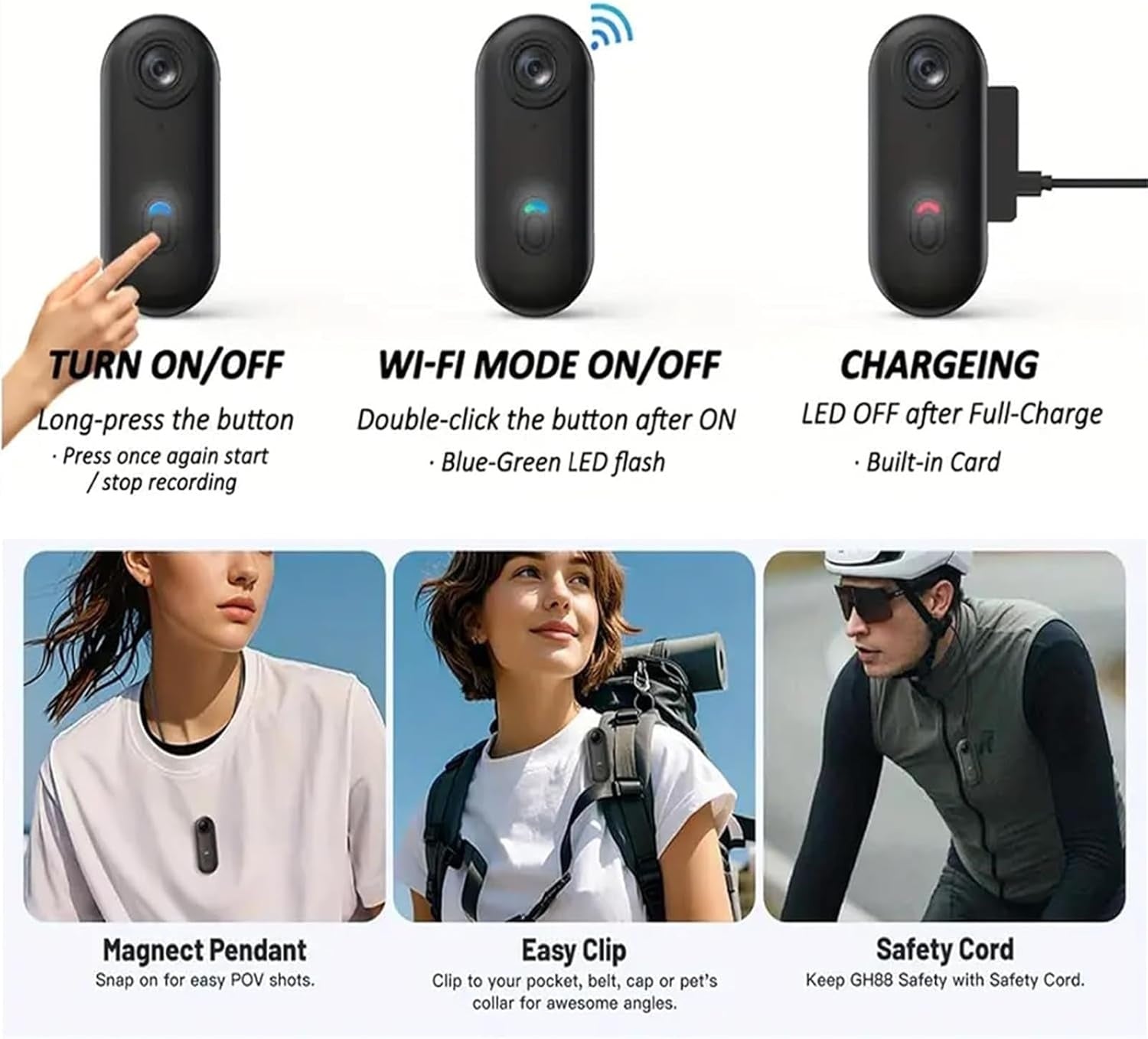 4k Mini Handsfree Bodycam, POV Cameras, HD 1080p Mini Wearable Body Adventure Action Cameras with Audio