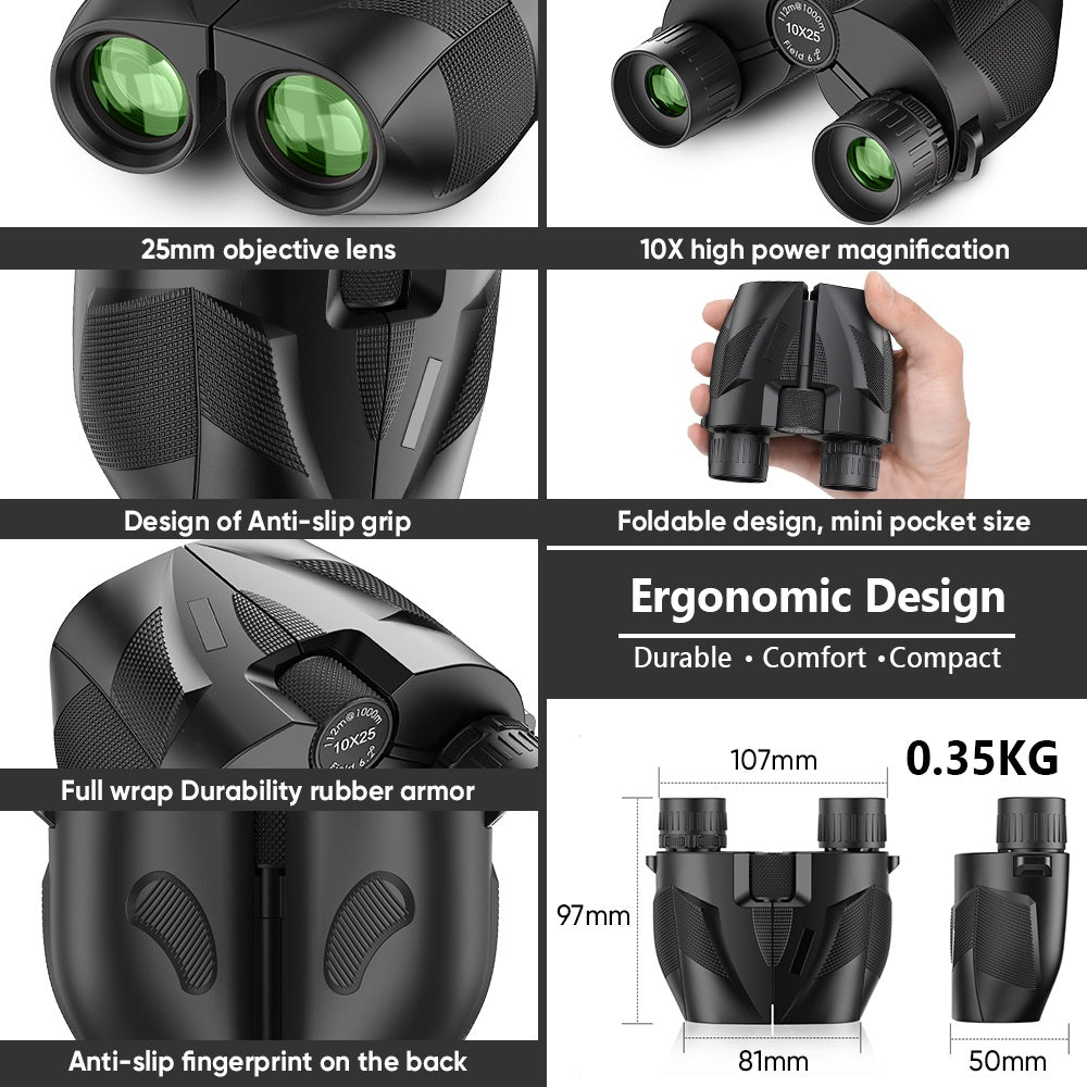 APEXEL 10x25 High Powered Zoom Mini Binoculars